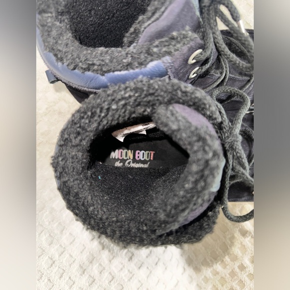 Tecnica Moon Boots Mercury High Paris Boot Black Suede Leather Faux Fur Size 10 - Picture 12 of 15